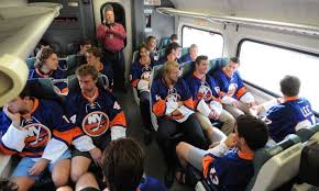 Islanders on their way to Brooklyn's Barclay Center on the LIRR