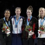 Lia Neal and Women's Relay Team Accepting Bronze Medal at 2012 London Olympics